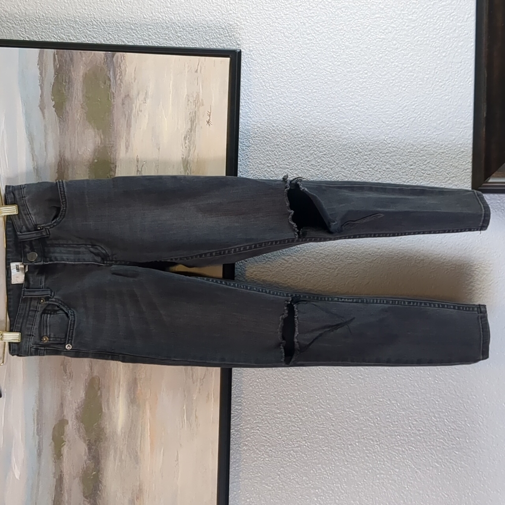 Amuse Society Grey High Waist Distressed Jean Size 24